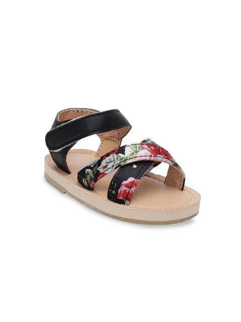 MINI KLUB Girls Black Printed Open Toe Flats