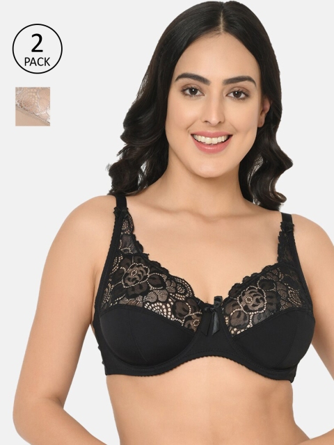 Curvy Love Pack of 2 Lace Underwired Non Padded Plus Size Everyday Bras CL-1288, Beige
Curvy Love Pack of 2 Lace Underwired Non Padded Plus Size Everyday Bras CL-1288, Beige