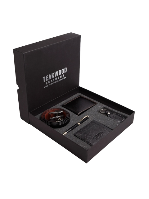 Teakwood Leathers Men Black Accessory Gift Set