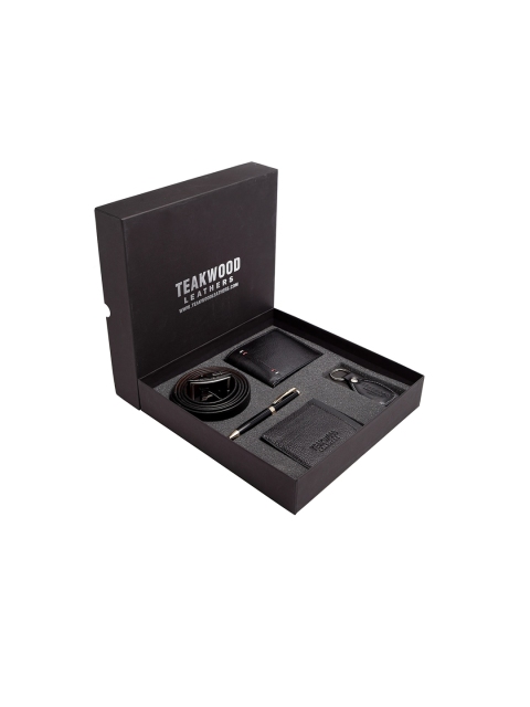Teakwood Leathers Men Black Accessory Gift Set
