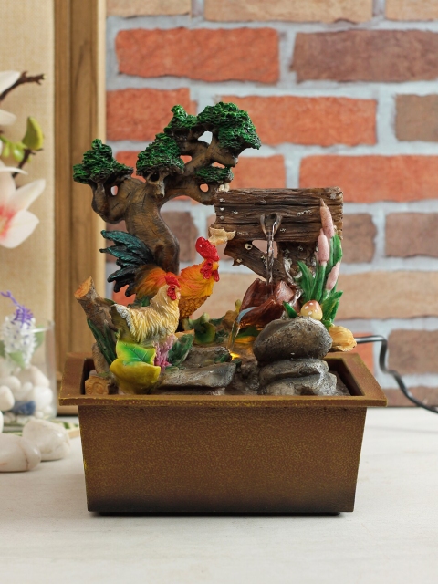 TAYHAA Brown & Green Handmade Water Fountain With Decorative Light