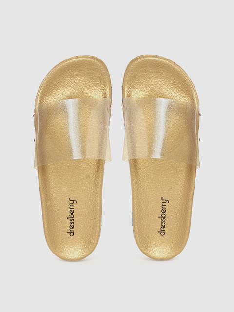 DressBerry Women Gold-Toned Shimmer Sliders
DressBerry Women Gold-Toned Shimmer Sliders