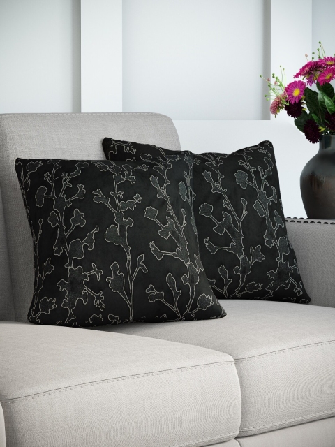 DDecor Black & Grey Set of 2 Abstract Square Cushion Covers