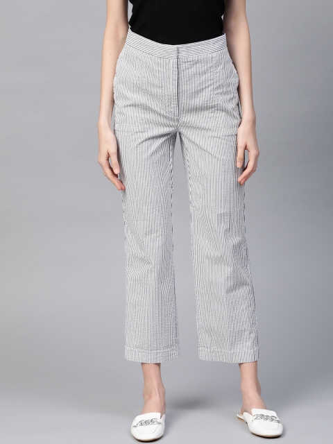 Marks & Spencer Women White & Blue Straight Fit High-Rise Striped Cropped Trousers
Marks & Spencer Women White & Blue Straight Fit High-Rise Striped Cropped Trousers