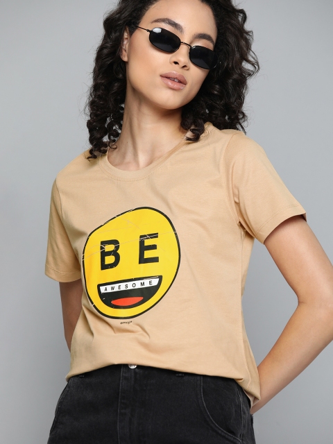 Kook N Keech Emoji Women Beige & Mustard Yellow Pure Cotton Printed Round Neck T-shirt
Kook N Keech Emoji Women Beige & Mustard Yellow Pure Cotton Printed Round Neck T-shirt