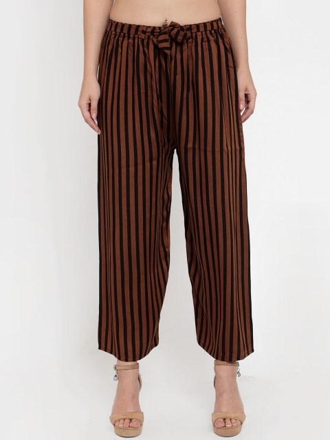 Baani Creations Women Coffee Brown & Black Smart Regular Fit Striped Parallel Trousers
Baani Creations Women Coffee Brown & Black Smart Regular Fit Striped Parallel Trousers