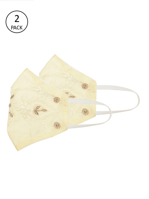ADA Women Pack of 2 Cream-Coloured & Golden Hand Embroidered Reusable Outdoor Cloth Sustainable Masks
ADA Women Pack of 2 Cream-Coloured & Golden Hand Embroidered Reusable Outdoor Cloth Sustainable Masks