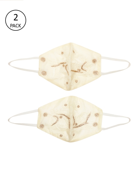 Ada Women Pack of 2 Cream-Coloured & Gold Hand Embroidered Reusable Outdoor Cloth Masks
Ada Women Pack of 2 Cream-Coloured & Gold Hand Embroidered Reusable Outdoor Cloth Masks