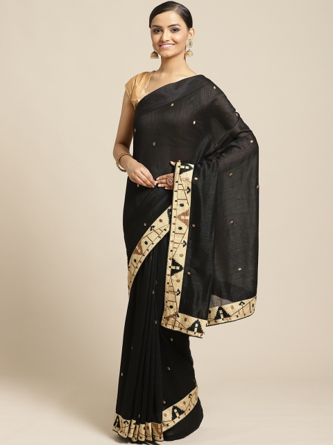 Shaily Black & Golden Embroidered Saree