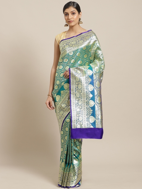 BANARASI SILK WORKS Blue & Golden Satin Silk Ethnic Floral Zari Brocade Banarasi Saree
BANARASI SILK WORKS Blue & Golden Satin Silk Ethnic Floral Zari Brocade Banarasi Saree