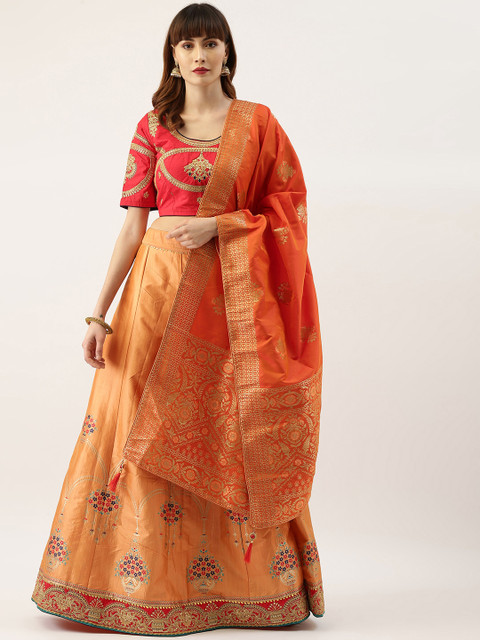 Kvsfab Red & Gold-Toned Embroidered Semi-Stitched Lehenga & Unstitched Blouse with Dupatta
Kvsfab Red & Gold-Toned Embroidered Semi-Stitched Lehenga & Unstitched Blouse with Dupatta
