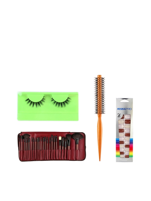 Rozia Set of Hairbrush, Eyelashes, Nail Art Kit & 24 Professional Makeup Brushes, Brown
Rozia Set of Hairbrush, Eyelashes, Nail Art Kit & 24 Professional Makeup Brushes, Brown