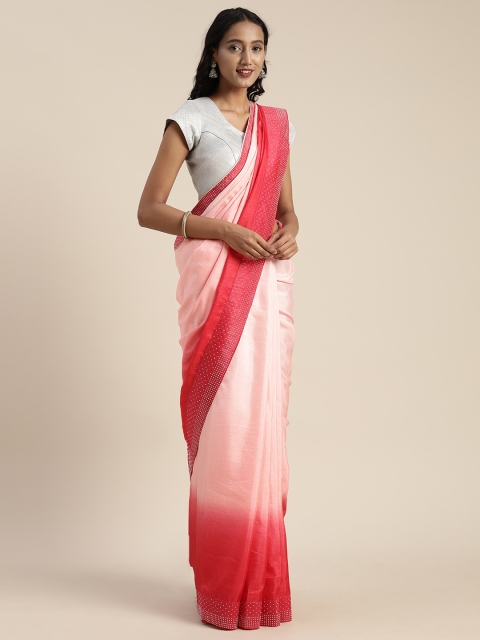 Satrani Pink Dyed Art Silk Saree