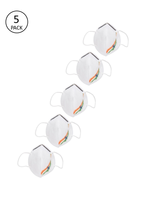 Clovia Adults Pack Of 5 White Reusable 3-Ply Dome Fit Face Masks