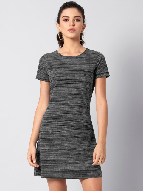 FabAlley Women Grey Striped Sheath Dress