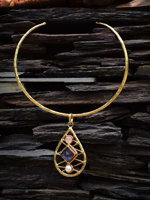 ZeroKaata Gold-Plated Rose Quartz & Blue Faceted Square Stone-Studded Handcrafted Necklace
ZeroKaata Gold-Plated Rose Quartz & Blue Faceted Square Stone-Studded Handcrafted Necklace