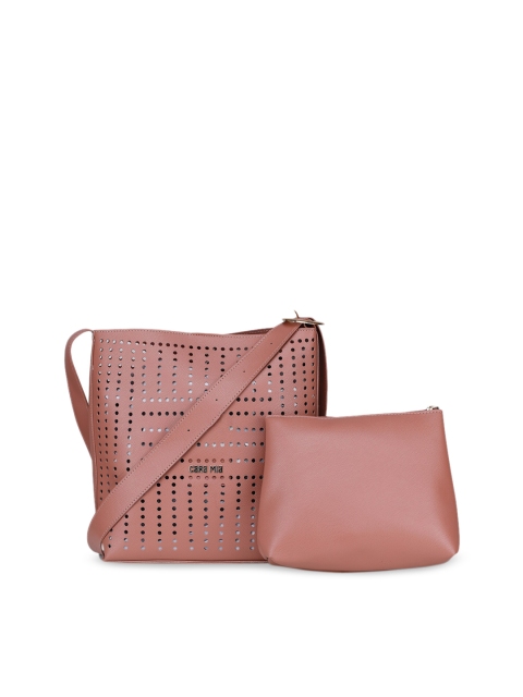 CARA MIA Dusty Pink Solid Shoulder Bag with Pouch