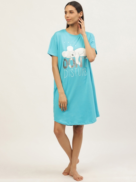 Sweet Dreams Women Blue & White Pure Cotton Koala Print Knee Length Sleep T-shirts
Sweet Dreams Women Blue & White Pure Cotton Koala Print Knee Length Sleep T-shirts