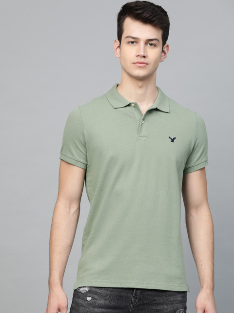 AMERICAN EAGLE OUTFITTERS Men Green Slim Fit Solid Polo Collar T-shirt 
AMERICAN EAGLE OUTFITTERS Men Green Slim Fit Solid Polo Collar T-shirt