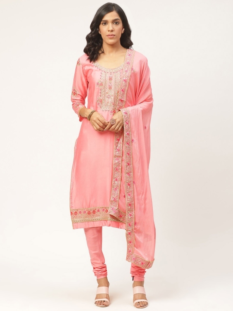 Shaily Pink Embroidered Unstitched Dress Material