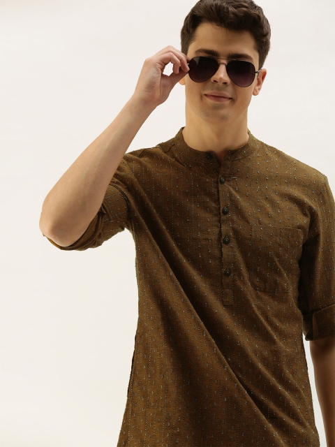 Taavi Men Mustard Brown Woven Legacy Striped Straight Festive Kurta with Roll-Up Sleeves
Taavi Men Mustard Brown Woven Legacy Striped Straight Festive Kurta with Roll-Up Sleeves