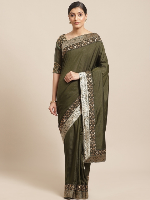 Shangrila Creation Olive Green Saree