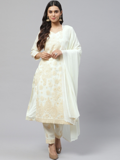 ADA Women Cream-Coloured & Beige Paisley Chikankari Embroidered Unstitched Sustainable Dress Material
ADA Women Cream-Coloured & Beige Paisley Chikankari Embroidered Unstitched Sustainable Dress Material