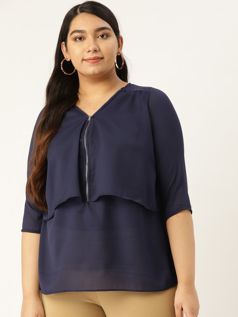 Revolution Women Navy Blue Plus Size Solid Layered Top
Revolution Women Navy Blue Plus Size Solid Layered Top