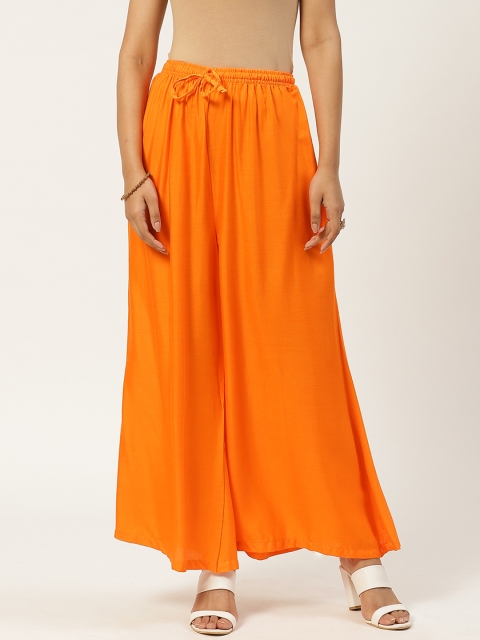 Vastraa Fusion Women Orange Solid Wide Leg Palazzos