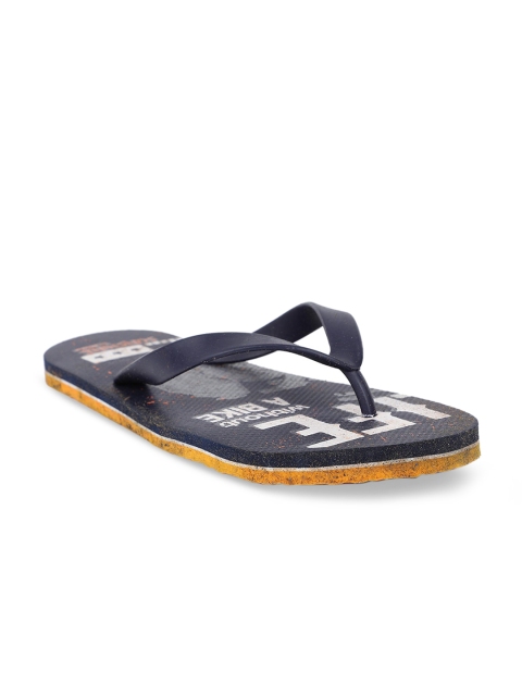 Bata Men Navy Blue Printed Thong Flip-Flops