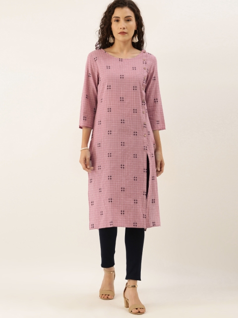 Taavi Women Pink Woven Legacy Straight Kurta with Asymmetric Button-Detail & Front-Slit
Taavi Women Pink Woven Legacy Straight Kurta with Asymmetric Button-Detail & Front-Slit