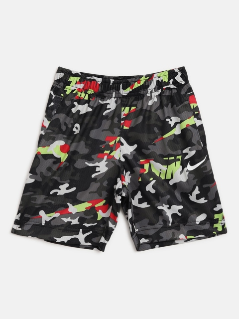 Nike Boys Black & Grey Dry Camouflage Print Sports Shorts