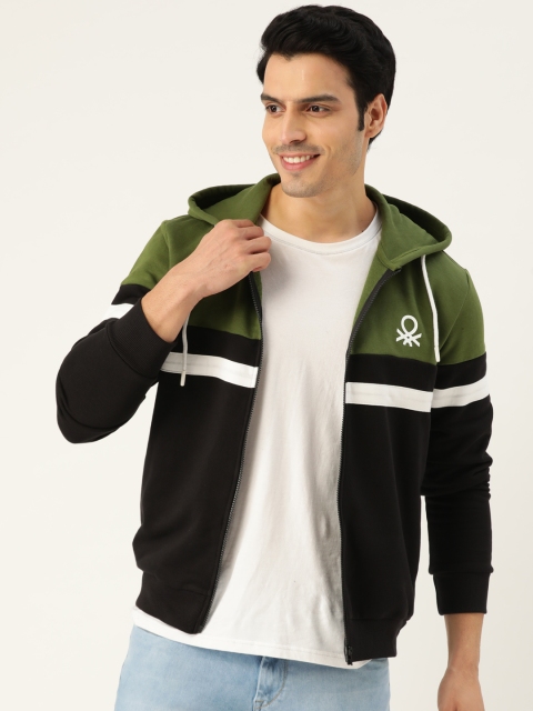 United Colors of Benetton Men Black & Olive Green Colourblocked Hooded Sweatshirt
United Colors of Benetton Men Black & Olive Green Colourblocked Hooded Sweatshirt