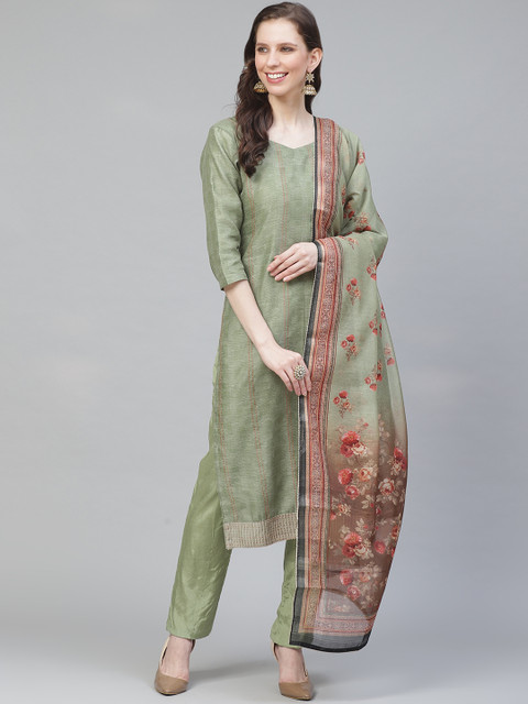 Readiprint Fashions Olive Green Kantha Work Chanderi Unstitched Dress Material
Readiprint Fashions Olive Green Kantha Work Chanderi Unstitched Dress Material