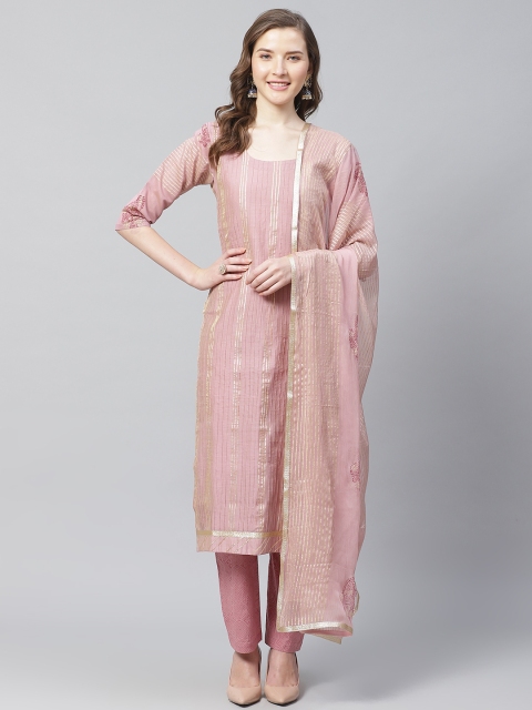 Readiprint Fashions Mauve & Golden Self-Design Unstitched Dress Material