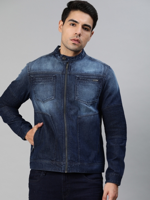 Ducati Men Blue Solid Denim Jacket
