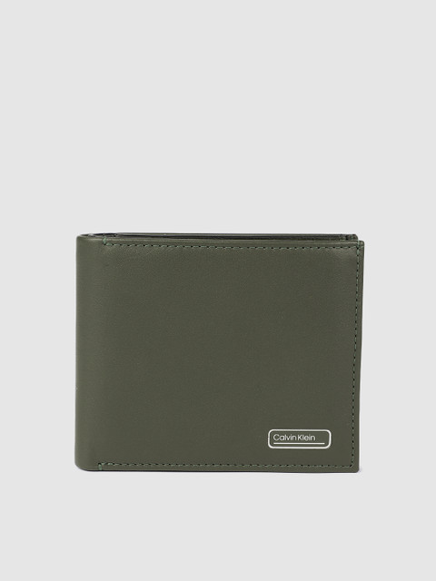 Calvin Klein Men Olive Green Solid Leather Two Fold Wallet 
Calvin Klein Men Olive Green Solid Leather Two Fold Wallet
