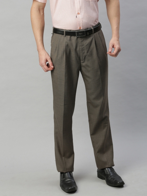 Raymond Men Brown Regular Fit Solid Regular Trousers