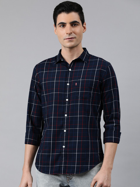 Levis Men Navy Blue & White Slim Fit Checked Casual Shirt
Levis Men Navy Blue & White Slim Fit Checked Casual Shirt