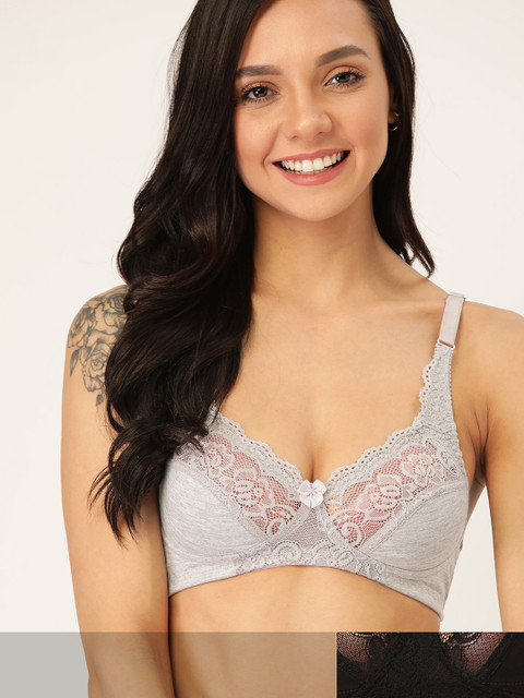 DressBerry Women Pack of 2 Solid Lace Non-Wired Non Padded Everyday Bras DB-BF-2PP-005, Grey melange
DressBerry Women Pack of 2 Solid Lace Non-Wired Non Padded Everyday Bras DB-BF-2PP-005, Grey melange