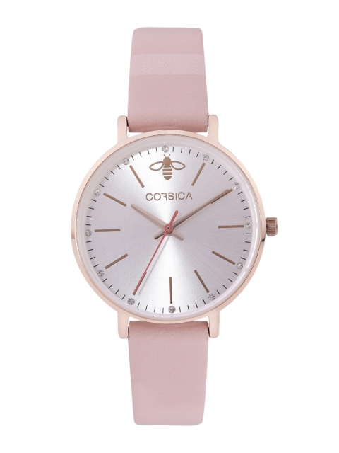 CORSICA Women Silver-Toned Leather Analogue Watch LSA-C0-008-0