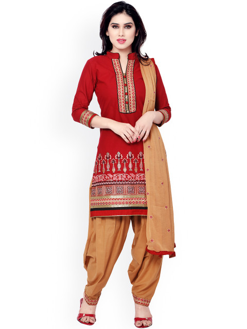 Saree mall Maroon & Brown Embroidered Cotton Unstitched Dress Material 
Saree mall Maroon & Brown Embroidered Cotton Unstitched Dress Material