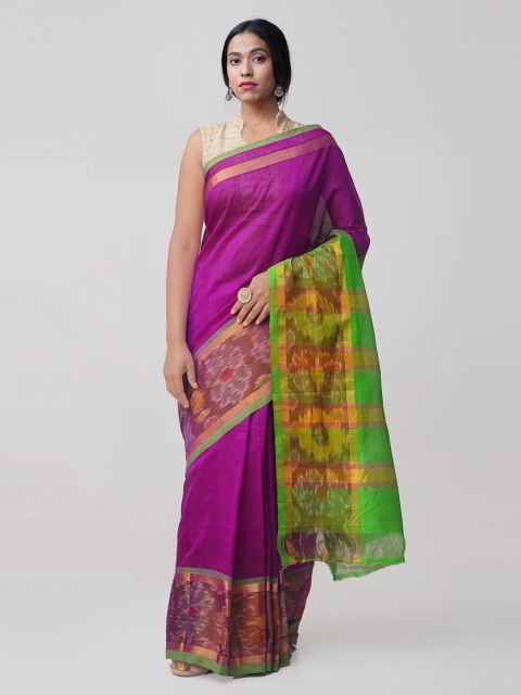 Unnati Silks Purple & Green Silk Cotton WovenDesign Handloom Sustainable Kanjeevaram Saree
Unnati Silks Purple & Green Silk Cotton WovenDesign Handloom Sustainable Kanjeevaram Saree