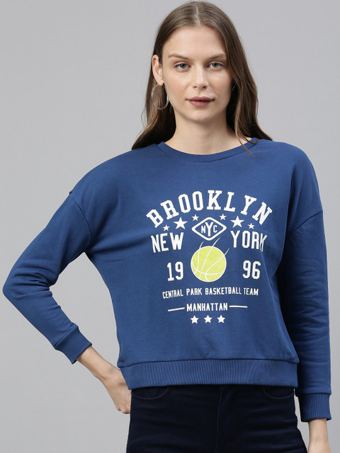 ONLY Women Blue Printed Pullover Sweatshirt 
ONLY Women Blue Printed Pullover Sweatshirt