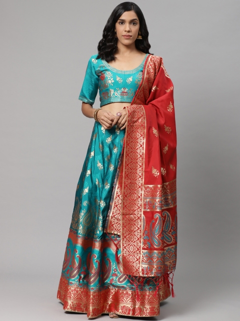 Readiprint Fashions Teal & Red Woven Design Semi-Stitched Lehenga & Unstitched Blouse with Dupatta
Readiprint Fashions Teal & Red Woven Design Semi-Stitched Lehenga & Unstitched Blouse with Dupatta