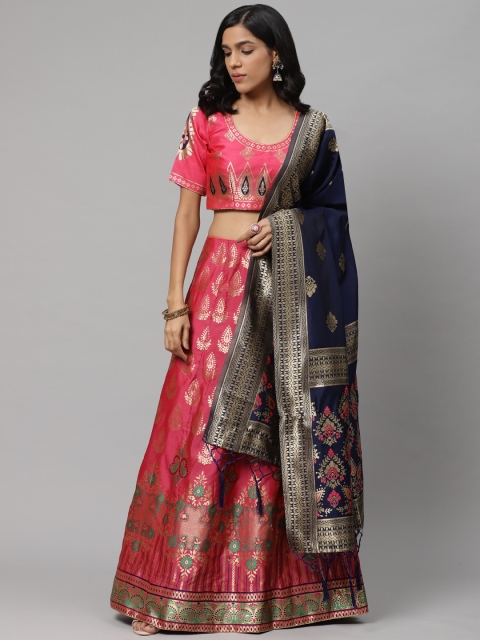 Readiprint Fashions Pink & Navy Blue Woven Design Semi-Stitched Lehenga & Unstitched Blouse with Dupatta
Readiprint Fashions Pink & Navy Blue Woven Design Semi-Stitched Lehenga & Unstitched Blouse with Dupatta