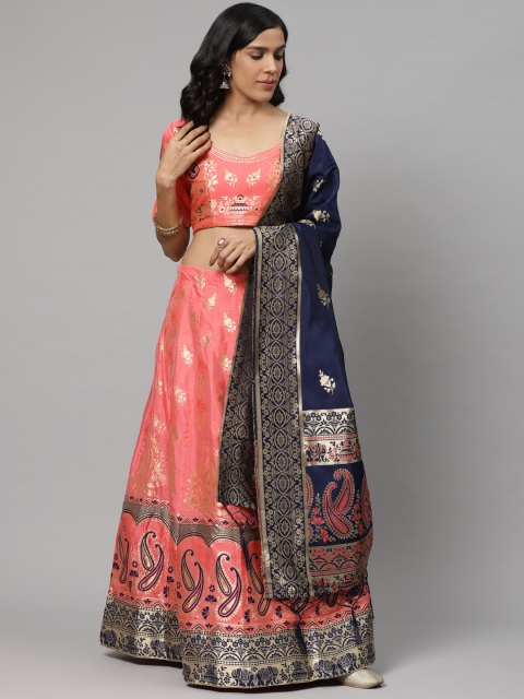 Readiprint Fashions Pink & Navy Blue Woven Design Semi-Stitched Lehenga & Unstitched Blouse with Dupatta
Readiprint Fashions Pink & Navy Blue Woven Design Semi-Stitched Lehenga & Unstitched Blouse with Dupatta