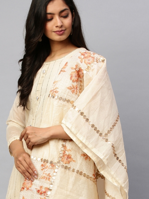 Rajnandini Cream-Coloured & Rust Red Silk Blend Embellished Unstitched Dress Material
Rajnandini Cream-Coloured & Rust Red Silk Blend Embellished Unstitched Dress Material