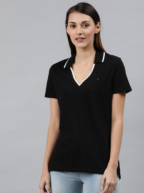 Tommy Hilfiger Women Black Solid V-Neck T-shirt
Tommy Hilfiger Women Black Solid V-Neck T-shirt