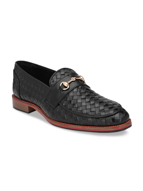 Eego Italy Men Black Textured Formal Loafers
